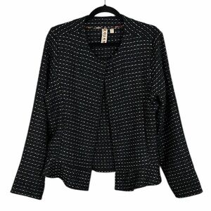 Dolan Left Coast Open Front Tweed Peplum Blazer Jacket XL Black Modern Classic